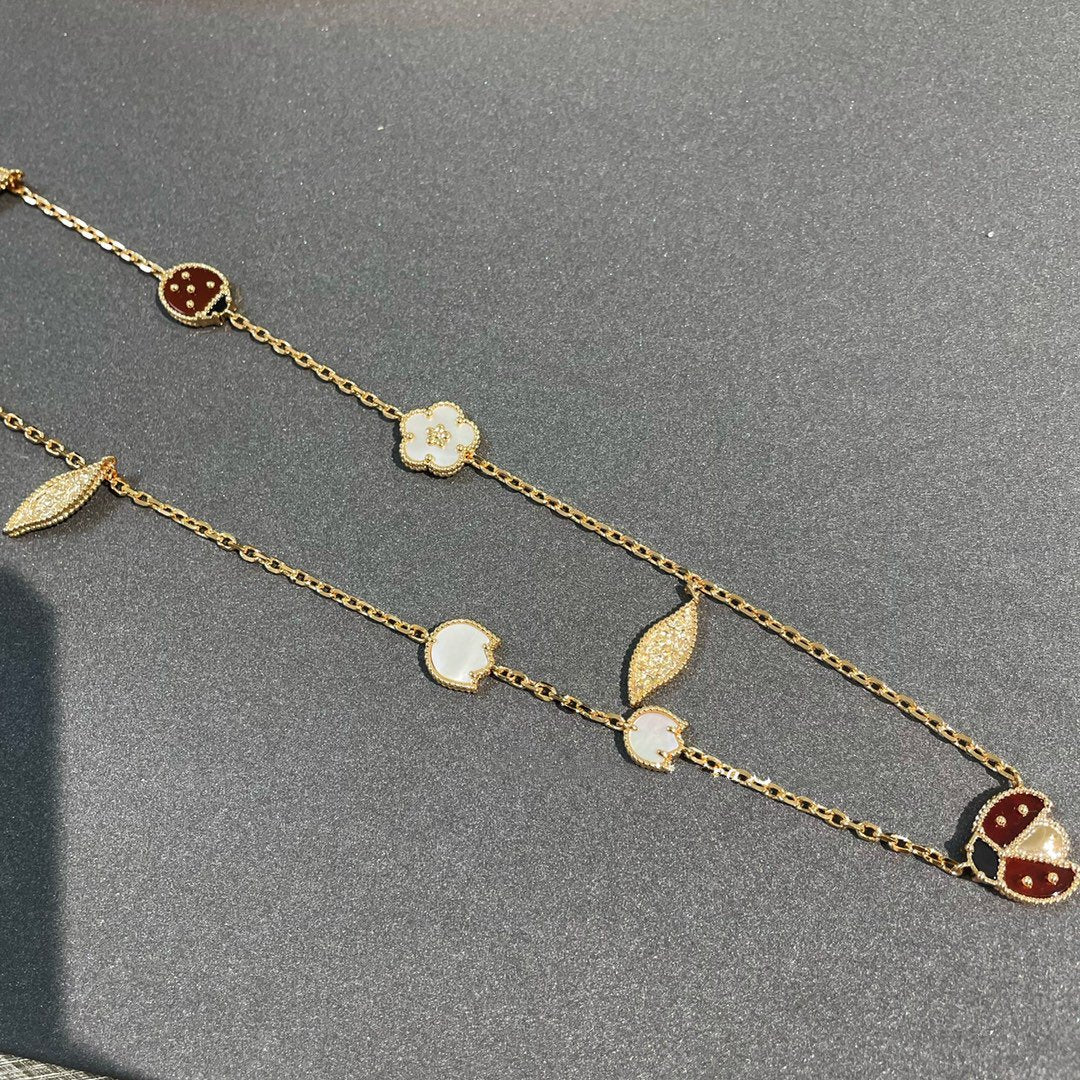 [LUXE JEWELRY]LUCKY SPRING 15 MOTIFS GOLD NECKLACE