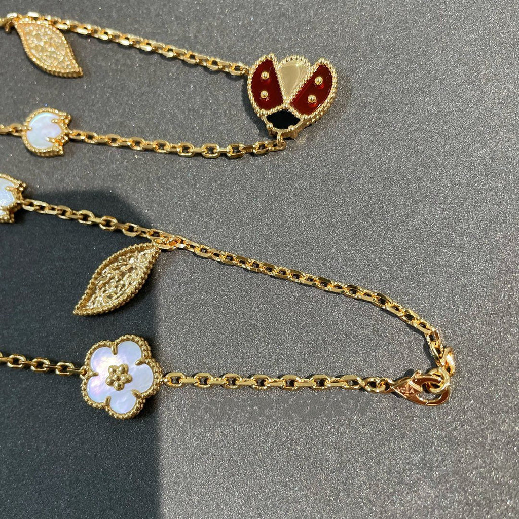 [LUXE JEWELRY]LUCKY SPRING 15 MOTIFS GOLD NECKLACE