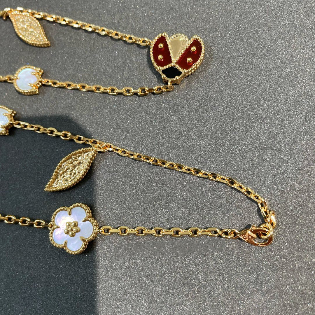 [LUXE JEWELRY]LUCKY SPRING 15 MOTIFS GOLD NECKLACE