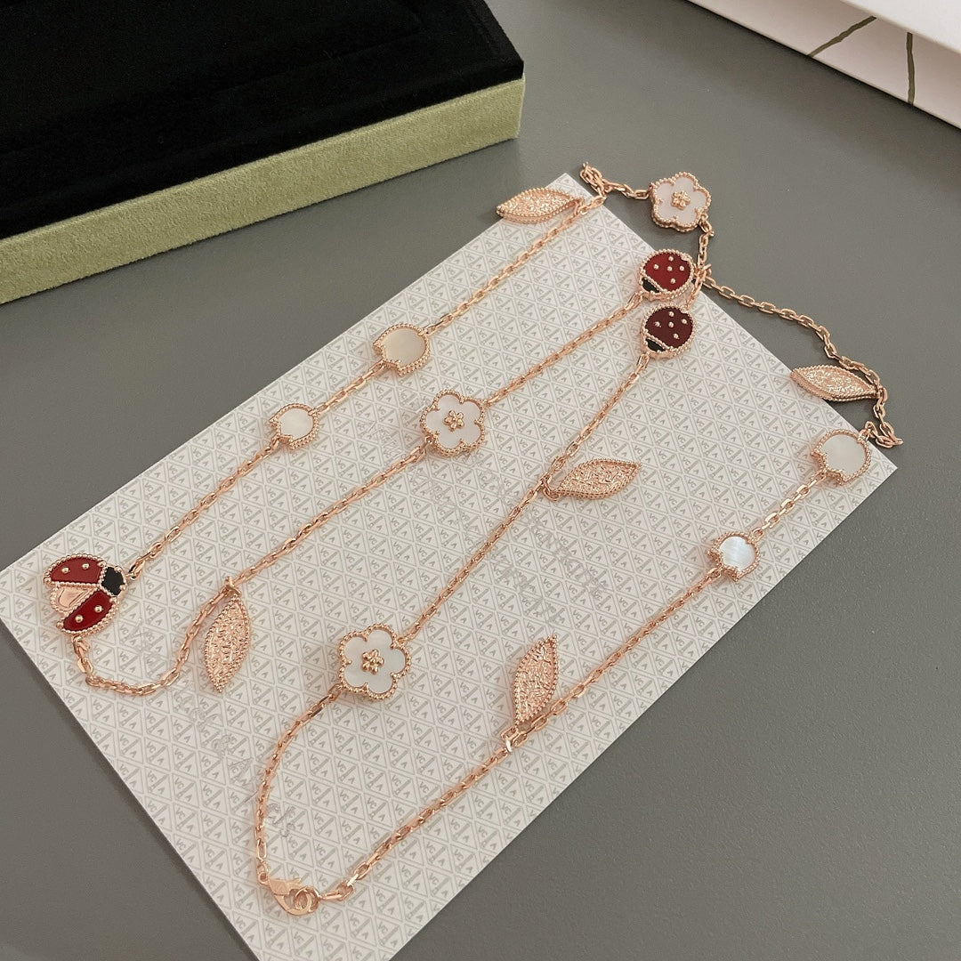[LUXE JEWELRY]LUCKY SPRING 15 MOTIFS ROSE GOLD NECKLACE