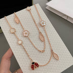 [LUXE JEWELRY]LUCKY SPRING 15 MOTIFS ROSE GOLD NECKLACE