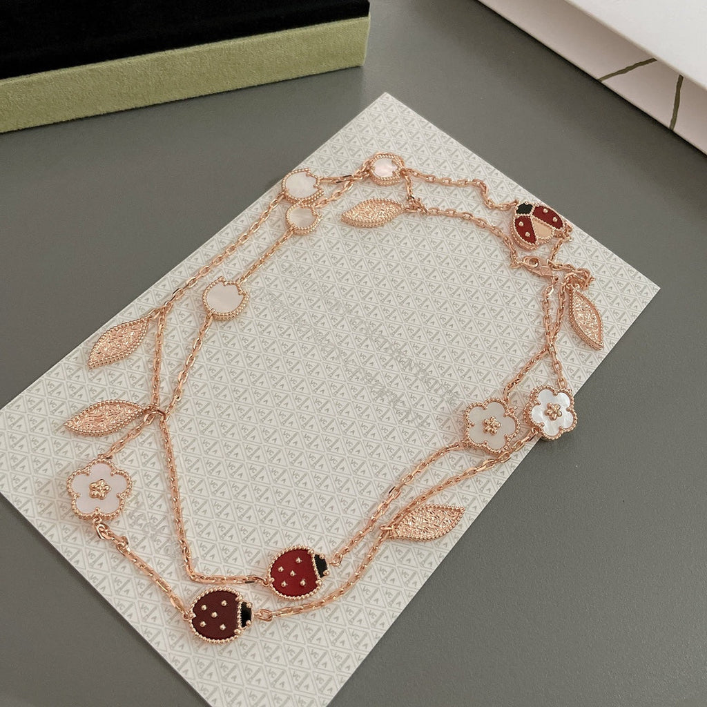 [LUXE JEWELRY]LUCKY SPRING 15 MOTIFS ROSE GOLD NECKLACE