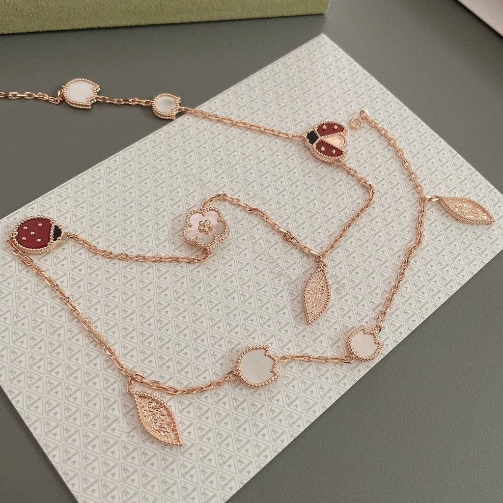 [LUXE JEWELRY]LUCKY SPRING 15 MOTIFS ROSE GOLD NECKLACE