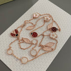 [LUXE JEWELRY]LUCKY SPRING 15 MOTIFS ROSE GOLD NECKLACE