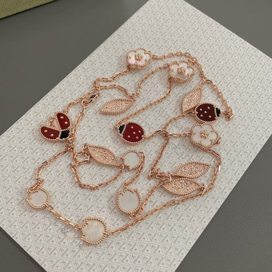 [LUXE JEWELRY]LUCKY SPRING 15 MOTIFS ROSE GOLD NECKLACE