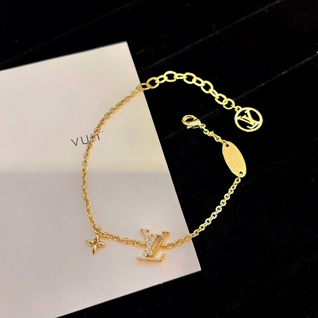 [LUXE JEWELRY]LOGO STAR MOTIF GOLD BRACELET
