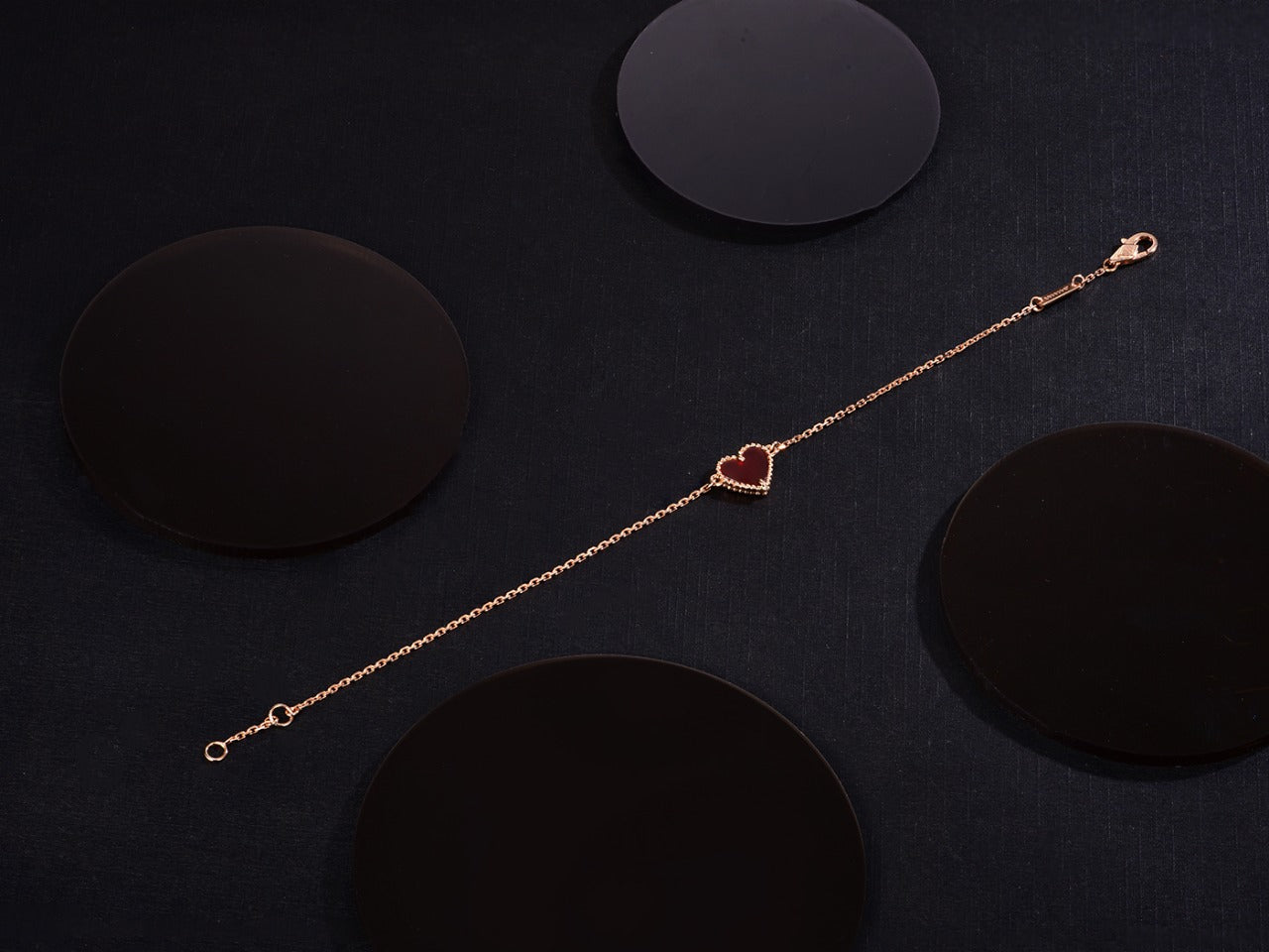 [LUXE JEWELRY]HEART CARNELIAN PINK GOLD BRACELET