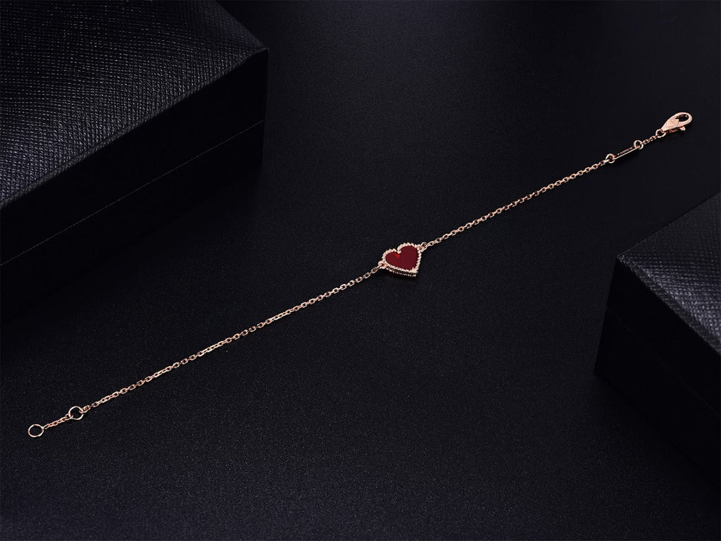 [LUXE JEWELRY]HEART CARNELIAN PINK GOLD BRACELET
