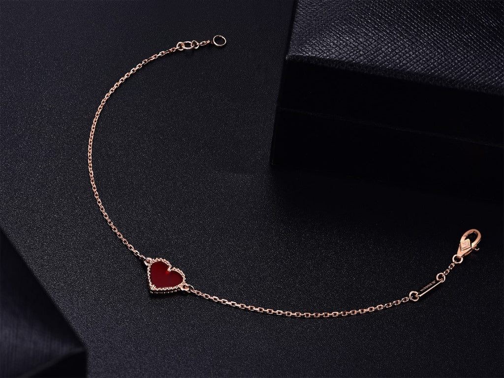 [LUXE JEWELRY]HEART CARNELIAN PINK GOLD BRACELET