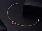 [LUXE JEWELRY]HEART CARNELIAN PINK GOLD BRACELET