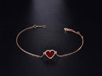[LUXE JEWELRY]HEART CARNELIAN PINK GOLD BRACELET