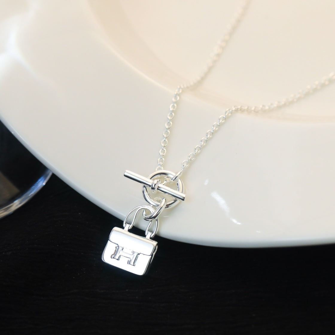[LUXE JEWELRY]POP H PEDANT SILVER NECKLACE