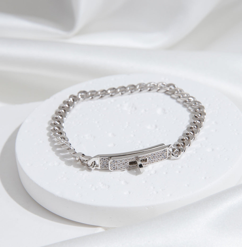 [LUXE JEWELRY]KELLY CHAIN SILVER DIAMOND BRACELET