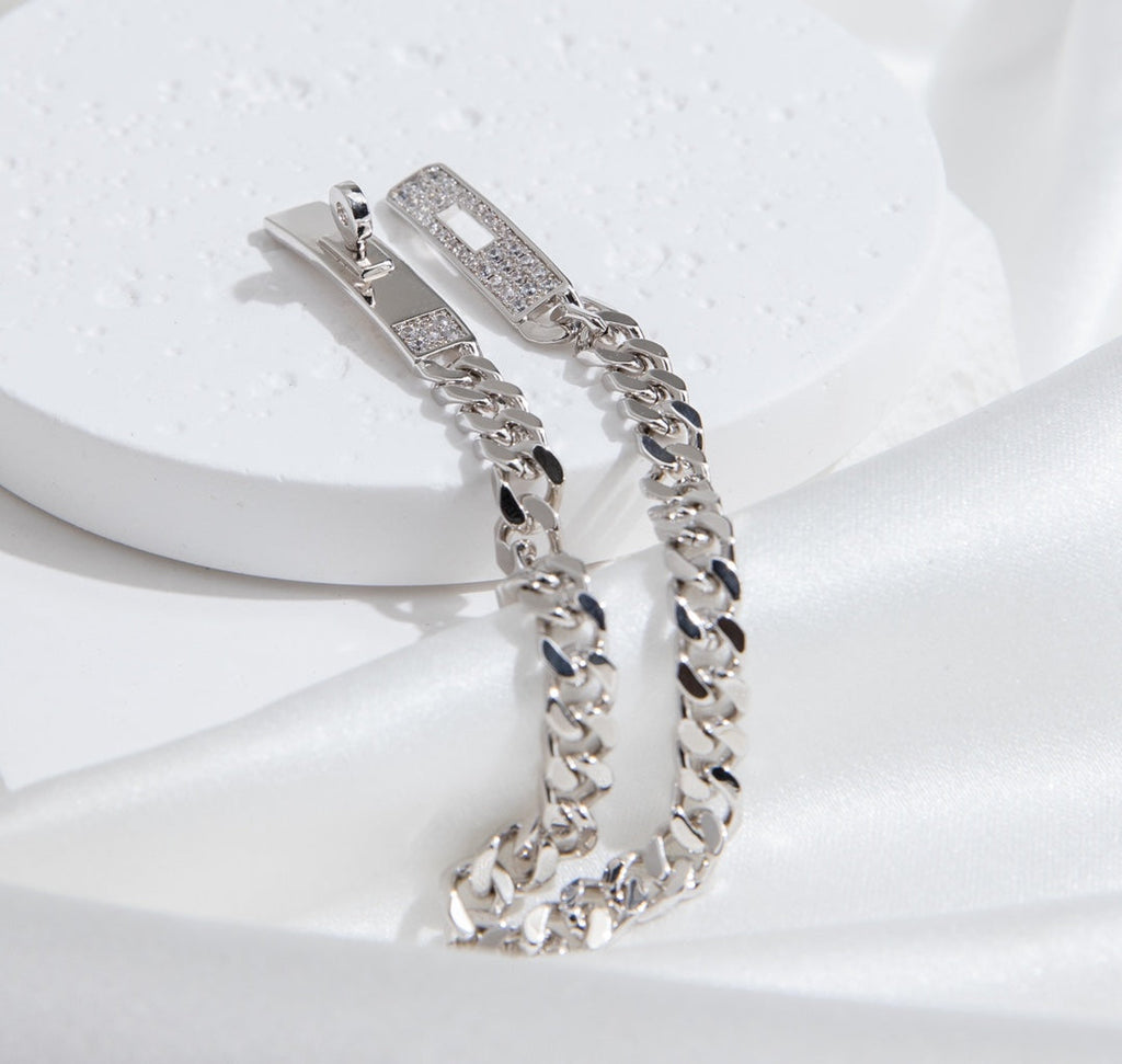 [LUXE JEWELRY]KELLY CHAIN SILVER DIAMOND BRACELET