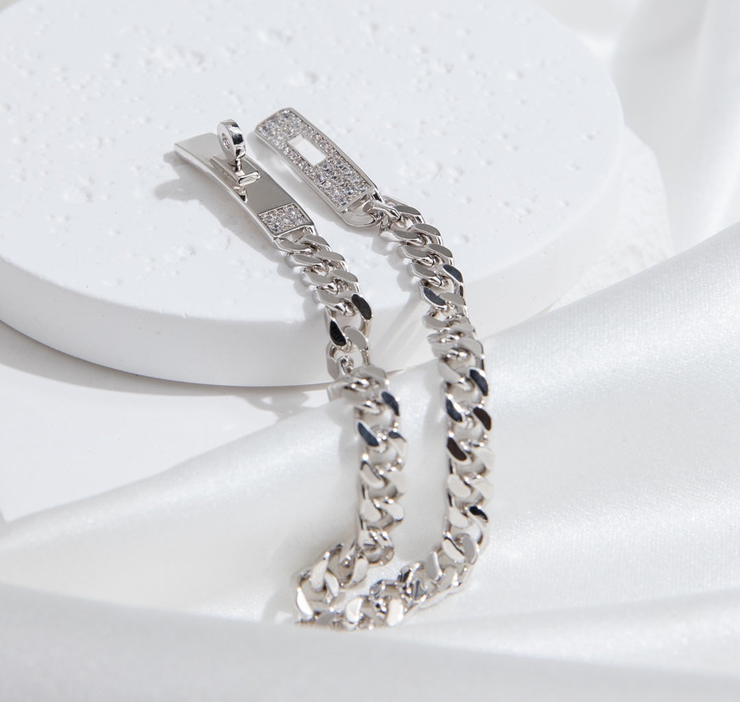 [LUXE JEWELRY]KELLY CHAIN SILVER DIAMOND BRACELET
