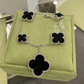 [LUXE JEWELRY]CLOVER 5 MOTIFS SIVLER ONYX BRACELET
