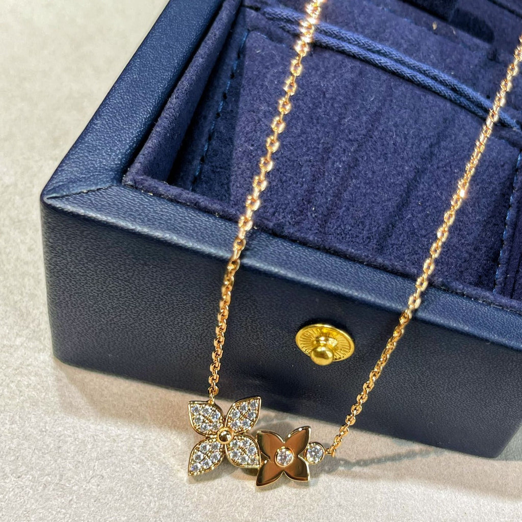 [LUXE JEWELRY]STAR BLOSSOM NECKLACE PINK GOLD DIAMONDS