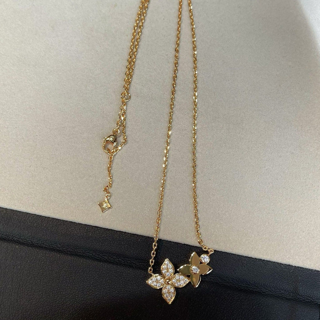 [LUXE JEWELRY]STAR BLOSSOM NECKLACE PINK GOLD DIAMONDS