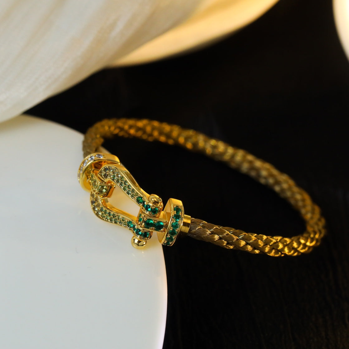 [LUXE JEWELRY]FORCE 10 GOLD GREEN DIAMOND PAVED