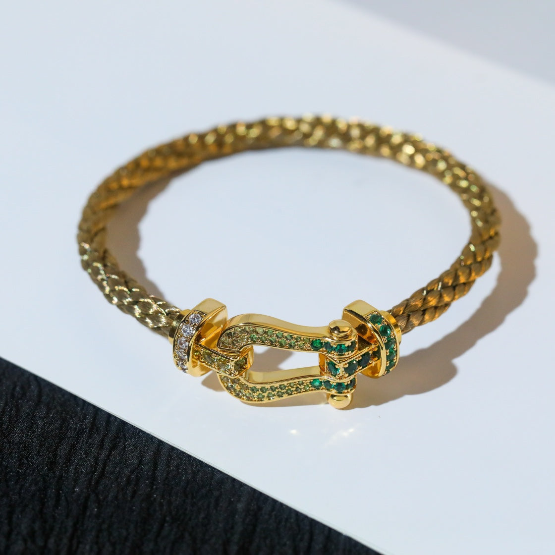 [LUXE JEWELRY]FORCE 10 GOLD GREEN DIAMOND PAVED