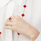 [LUXE JEWELRY]CLOVER CARNELIAN RING ROSE GOLD DIAMOND
