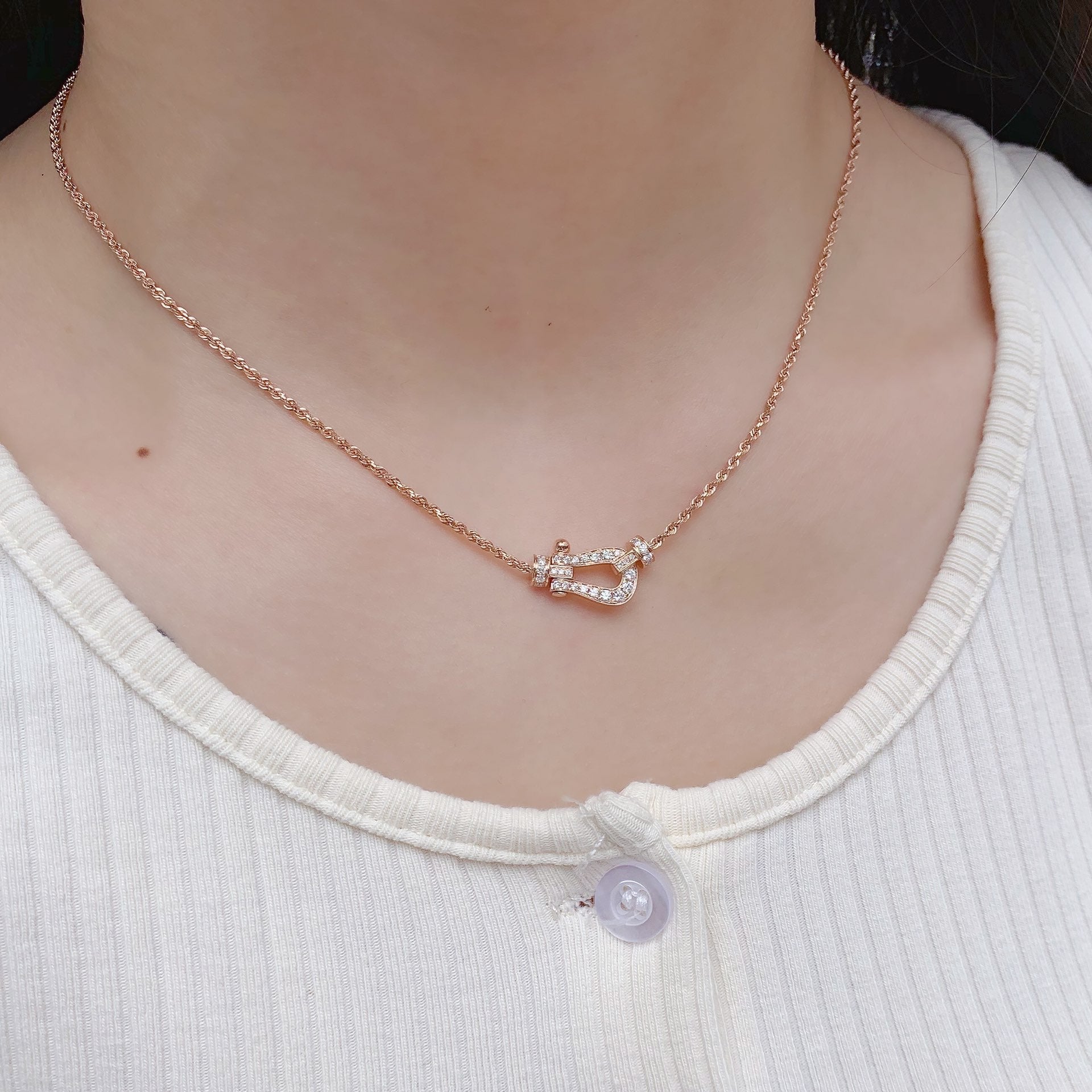[LUXE JEWELRY]FORCE 10 PINK GOLD DIAMOND NECKLACE