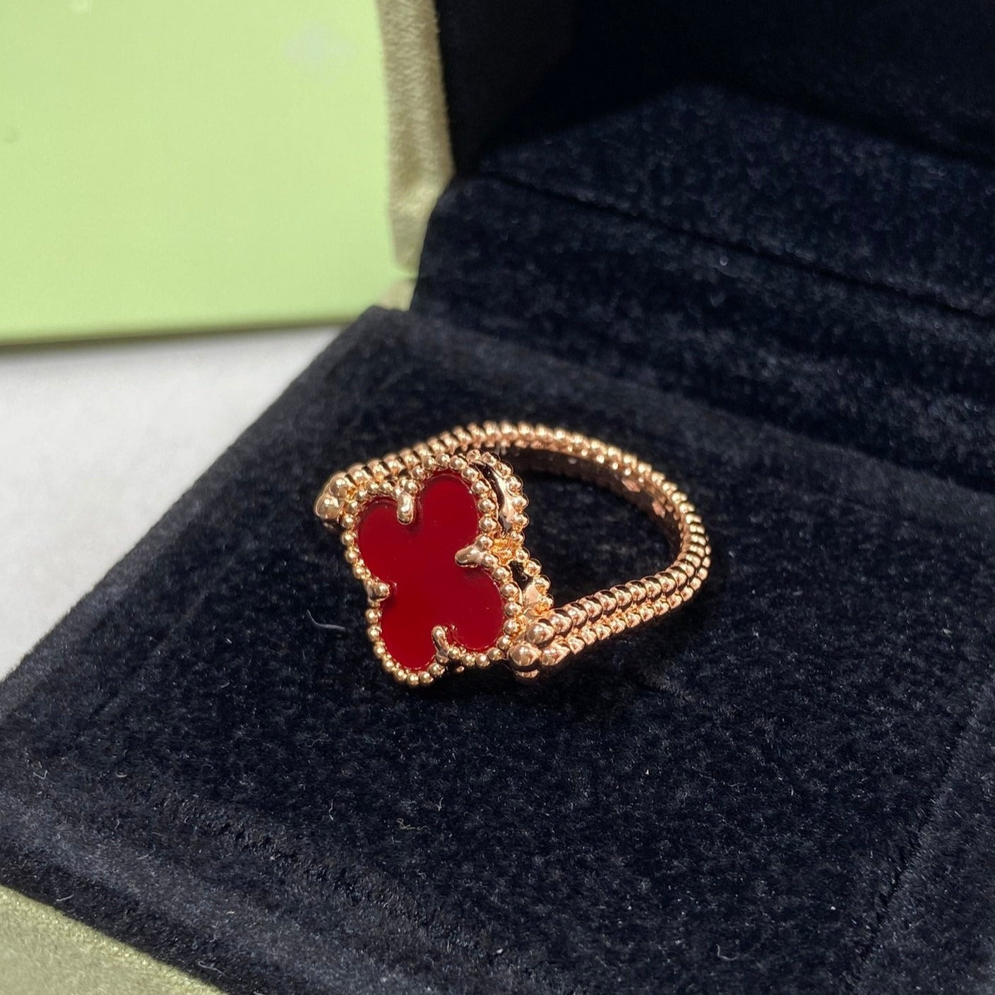 [LUXE JEWELRY]CLOVER RIVERSIBLE RING GOLD COLLECTION