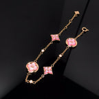 [LUXE JEWELRY]STAR AND SUN 4 MOTIF PINK MOP PINK GOLD BRACELET