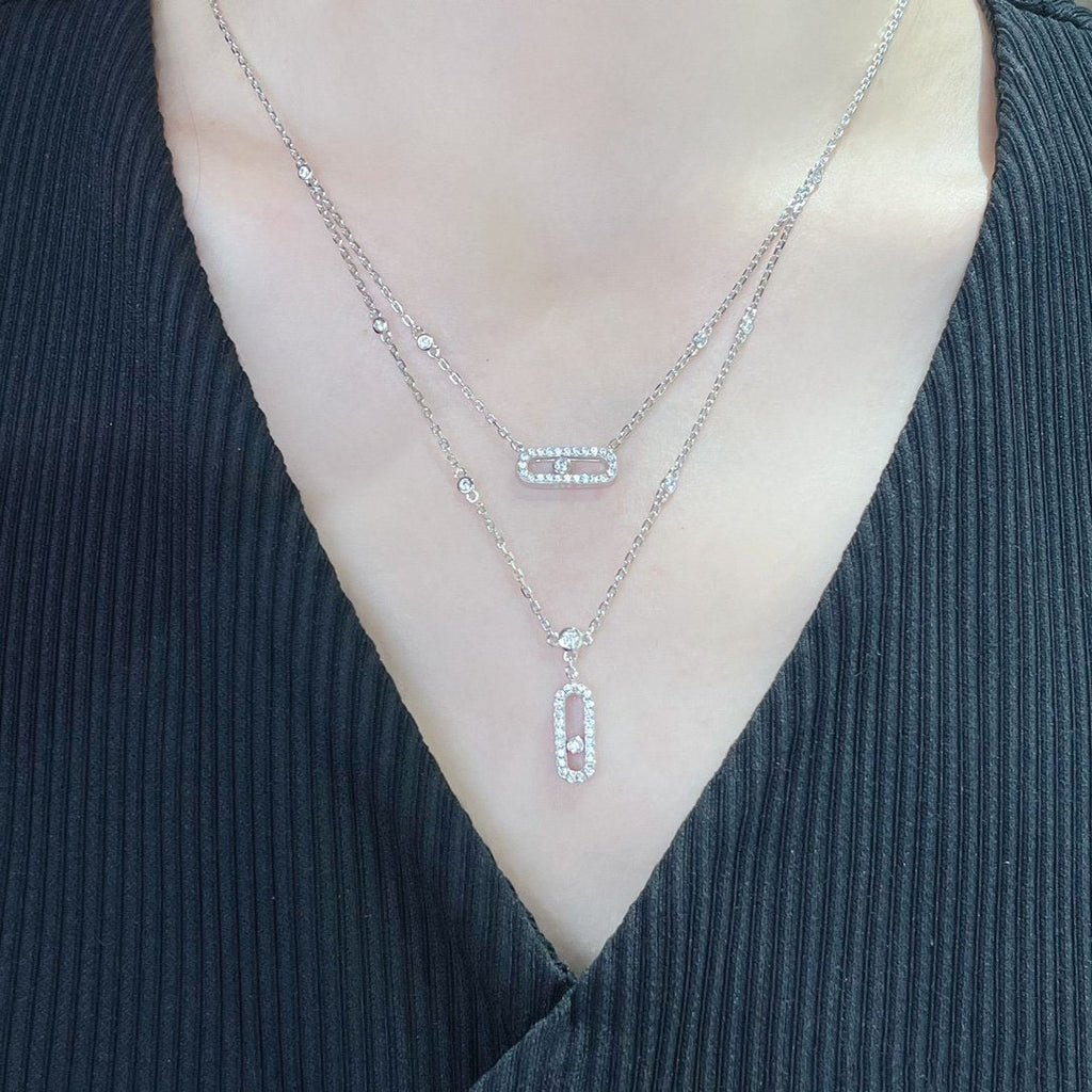 [Luxe Jewellery] MOVE 2 ROW DIAMOND NECKLACE