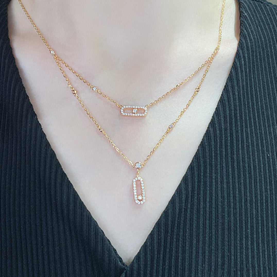 [Luxe Jewellery] MOVE 2 ROW DIAMOND NECKLACE