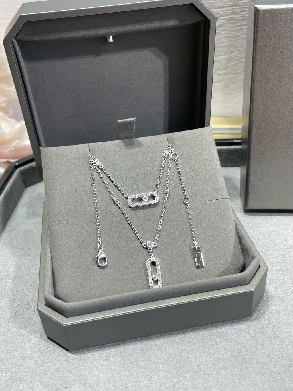 [Luxe Jewellery] MOVE 2 ROW DIAMOND NECKLACE