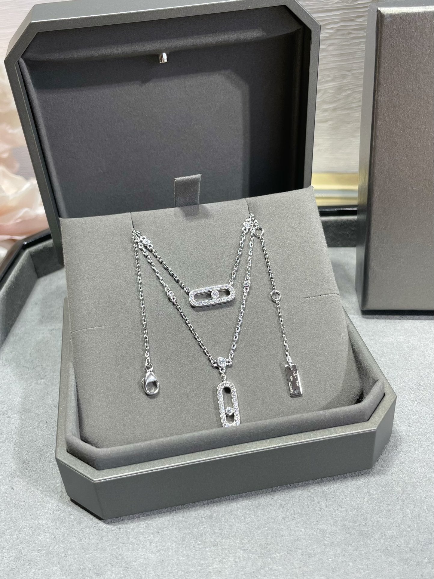 [Luxe Jewellery] MOVE 2 ROW DIAMOND NECKLACE