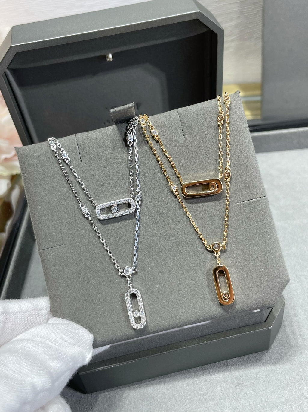 [Luxe Jewellery] MOVE 2 ROW DIAMOND NECKLACE