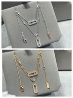 [Luxe Jewellery] MOVE 2 ROW DIAMOND NECKLACE