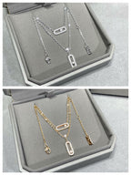 [Luxe Jewellery] MOVE 2 ROW DIAMOND NECKLACE