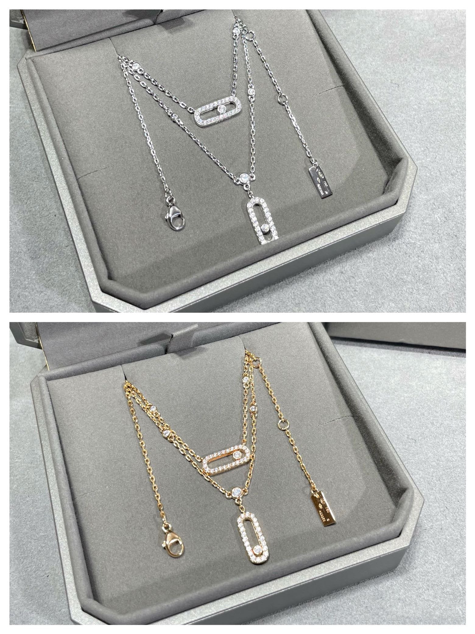 [Luxe Jewellery] MOVE 2 ROW DIAMOND NECKLACE