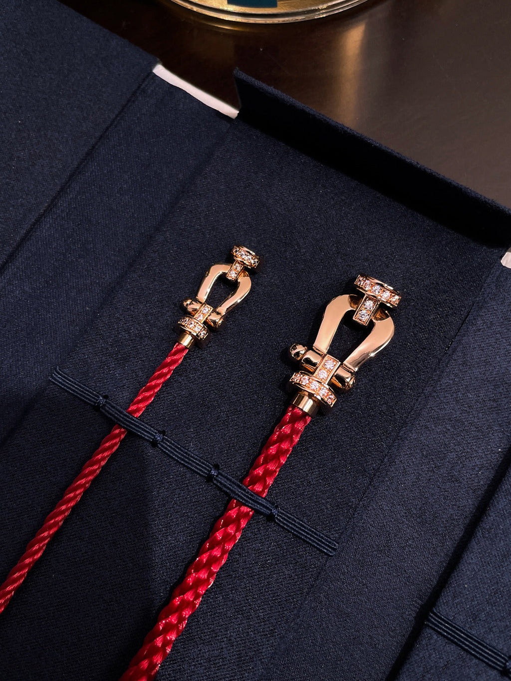 [LUXE JEWELRY]FORCE 10 HALF DIAMOND PINK GOLD RED CORDERI LARGE AND MEDIUM MODEL