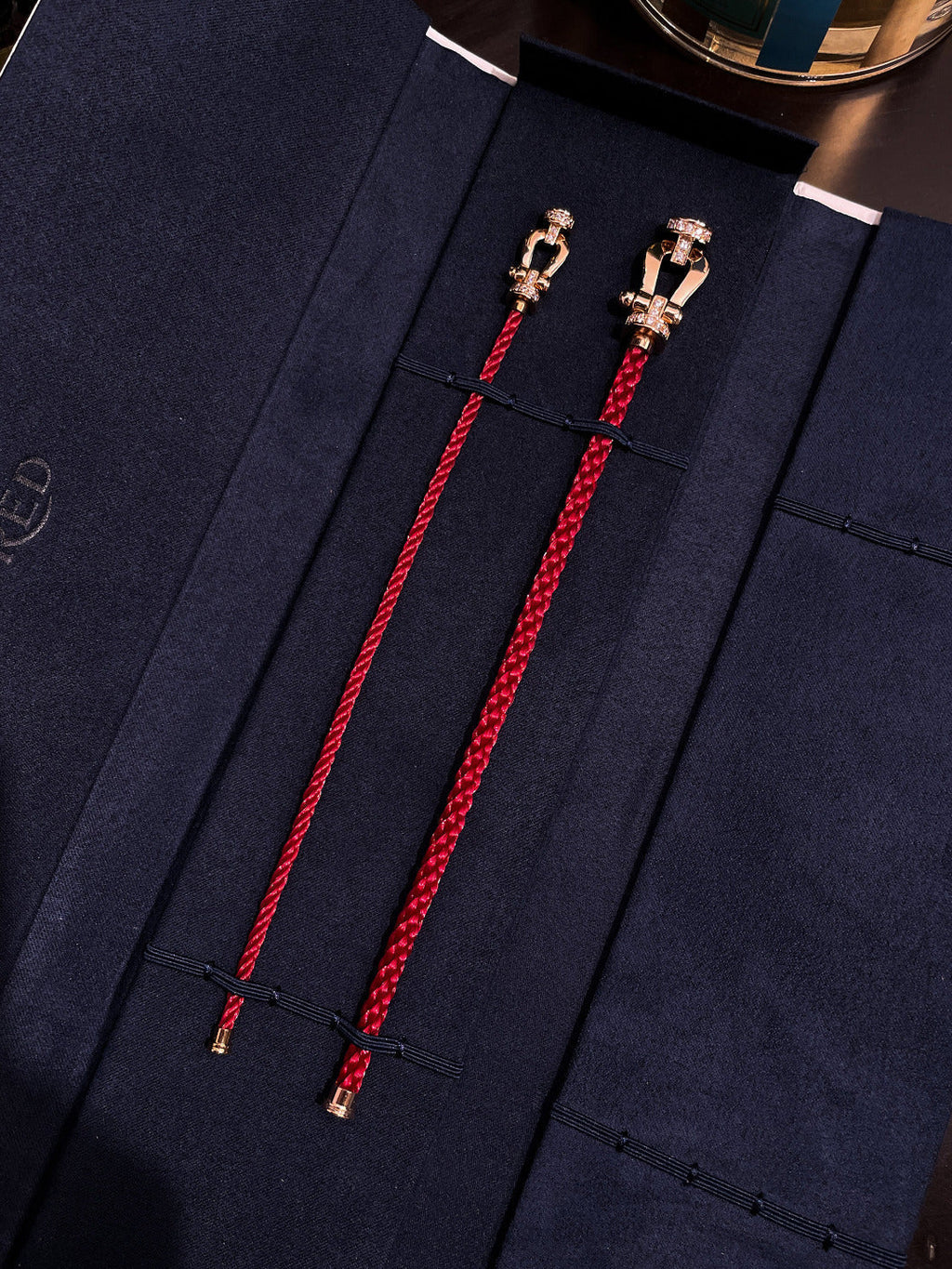 [LUXE JEWELRY]FORCE 10 HALF DIAMOND PINK GOLD RED CORDERI LARGE AND MEDIUM MODEL