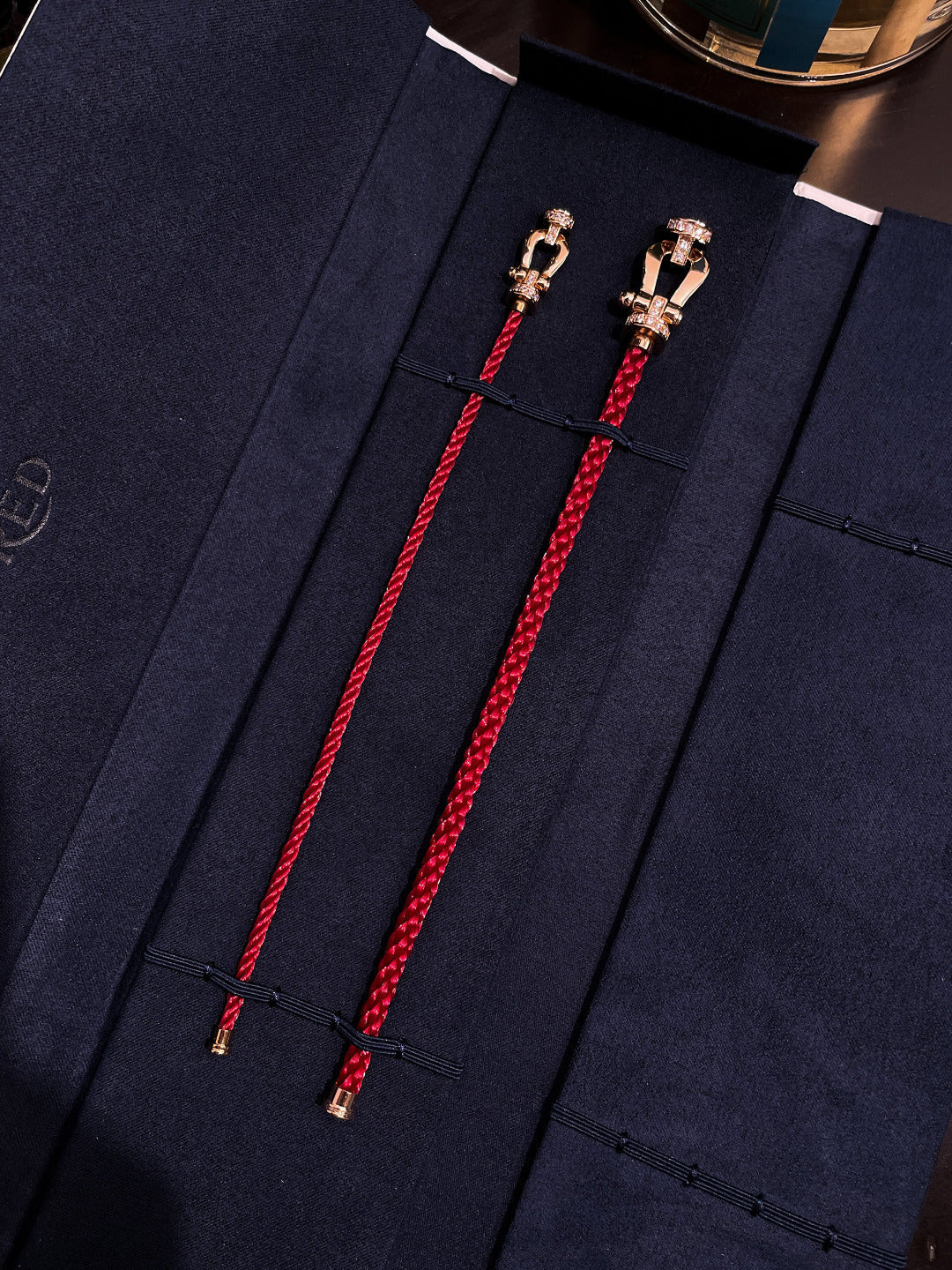 [LUXE JEWELRY]FORCE 10 HALF DIAMOND PINK GOLD RED CORDERI LARGE AND MEDIUM MODEL