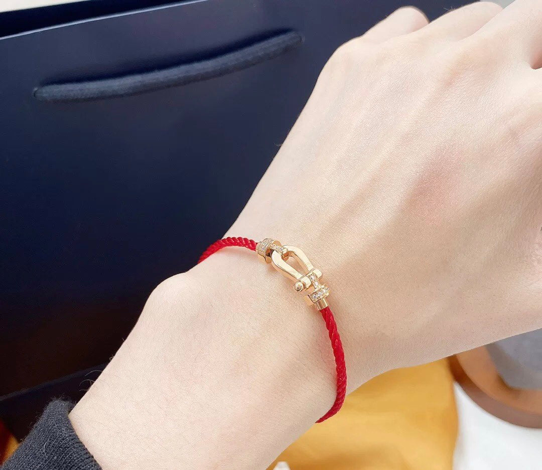 [LUXE JEWELRY]FORCE 10 HALF DIAMOND PINK GOLD RED CORDERI LARGE AND MEDIUM MODEL