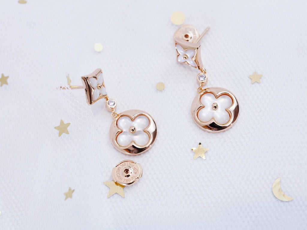 [LUXE JEWELRY]STAR AND SUN PINK GOLD MOP DROP EARRINGS