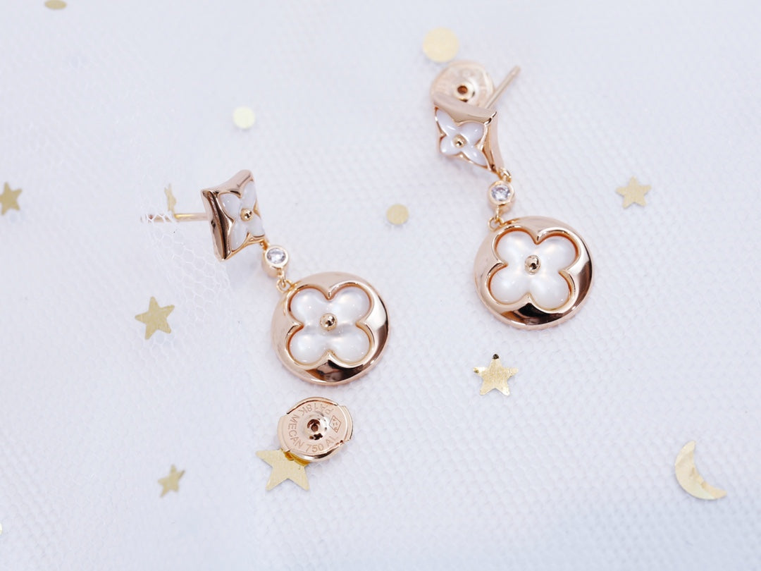 [LUXE JEWELRY]STAR AND SUN PINK GOLD MOP DROP EARRINGS