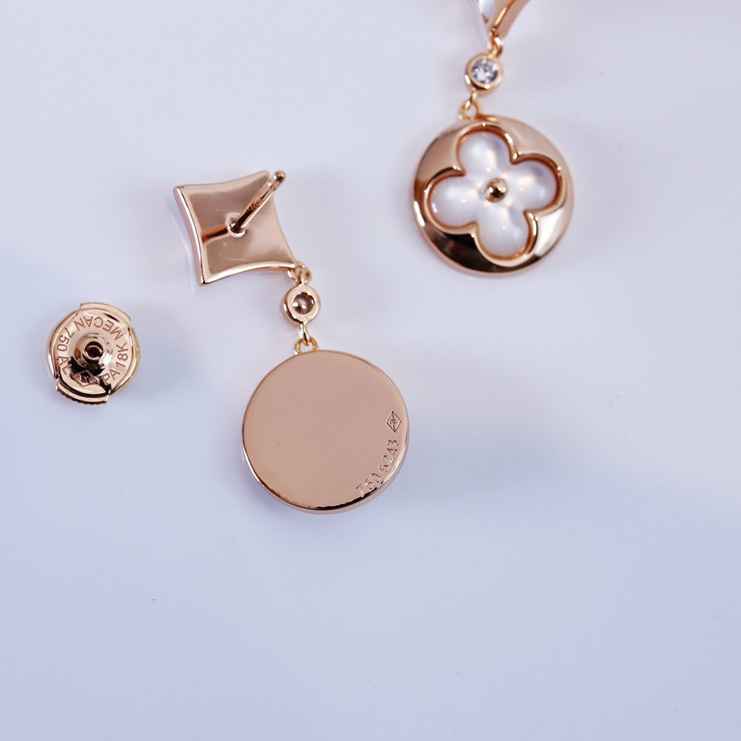 [LUXE JEWELRY]STAR AND SUN PINK GOLD MOP DROP EARRINGS