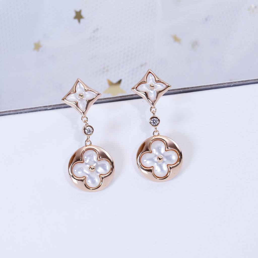 [LUXE JEWELRY]STAR AND SUN PINK GOLD MOP DROP EARRINGS