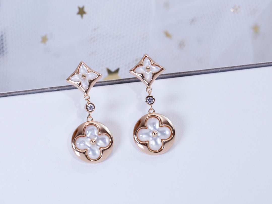 [LUXE JEWELRY]STAR AND SUN PINK GOLD MOP DROP EARRINGS