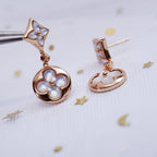 [LUXE JEWELRY]STAR AND SUN PINK GOLD MOP DROP EARRINGS