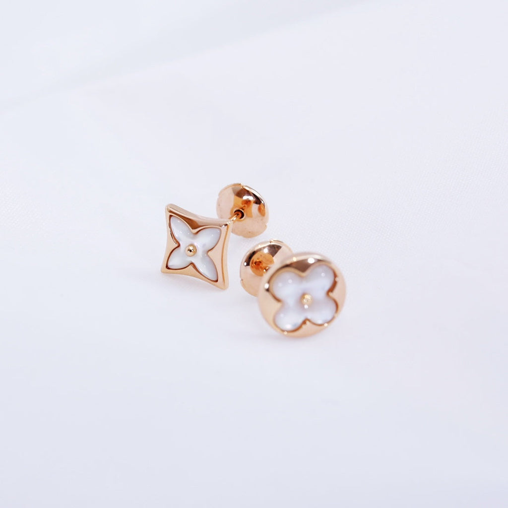 [LUXE JEWELRY]STAR AND SUN PINK GOLD MOP STUD EARRINGS
