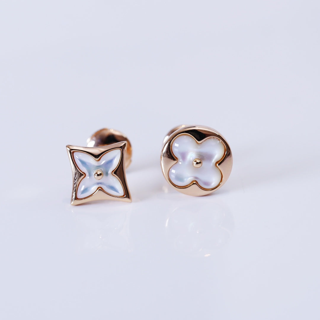 [LUXE JEWELRY]STAR AND SUN PINK GOLD MOP STUD EARRINGS