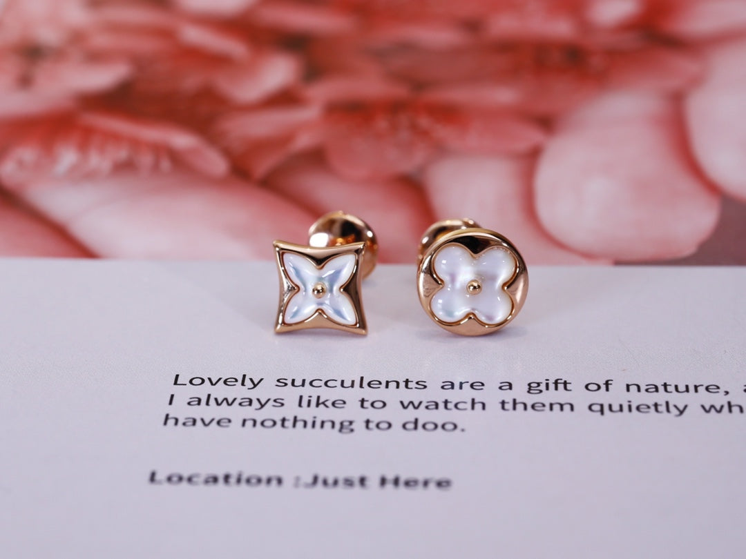 [LUXE JEWELRY]STAR AND SUN PINK GOLD MOP STUD EARRINGS