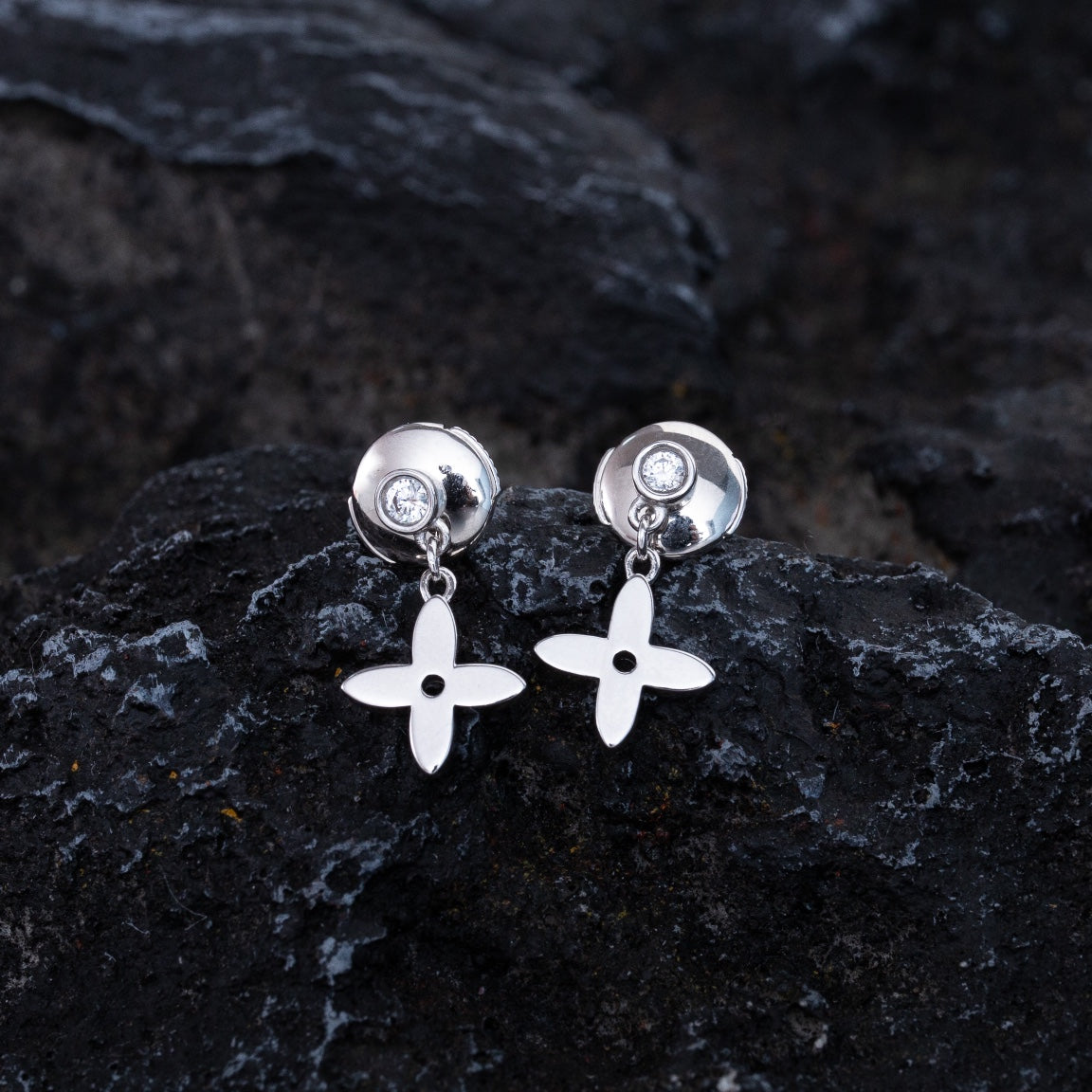 [LUXE JEWELRY]VIDYLLE SILVER DIAMOND MINI DROP EARRINGS